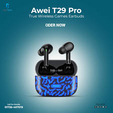 Awei T29 Pro Wireless Gaming Earbuds – RGB Lighting Case | Bluetooth 5.0 | IPX6 Waterproof | 8H Talk Time