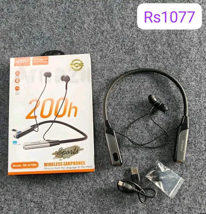 REORSI 200h Wireless Earphones (Model: RE-NY060) অরিজিনাল ২০০ ঘণ্টা চার্জিং ব্যাকআপ!